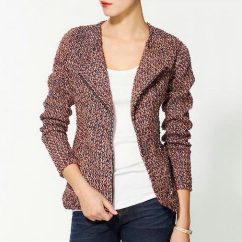 PIM & LARKIN Assymetrical Tweed Blazer Jacket size XS